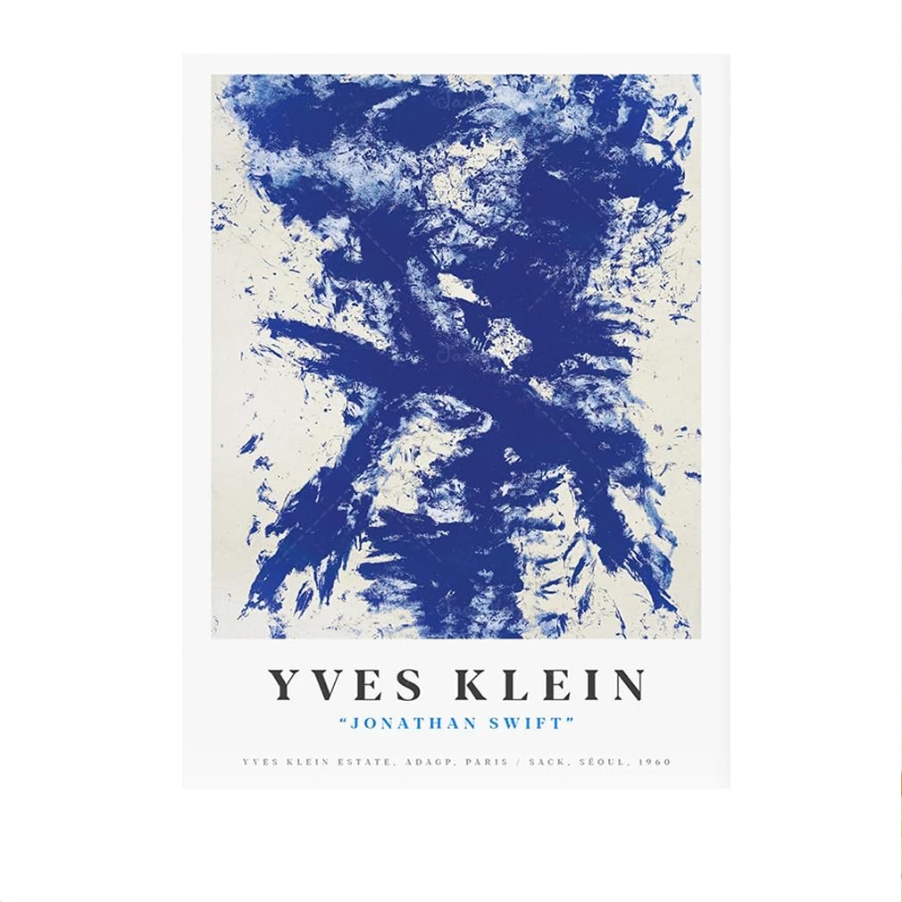 LHHJF LJHFA Yves Klein Aesthetic Poster Blue Monochrome Wall Art Yves Klein Canvas Painting And Prints Modern Home Decor Wall Picture 50x70cmx1 No Frame