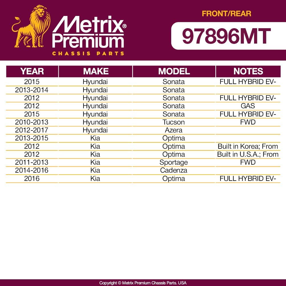 Metrix Premium Chassis Parts - 4 PC Front & Rear Sway Bar Stabilizer End Link Kit Fits 12-15 Hyundai Sonata, 10-13 Tucson, 12-17 Azera, 12-16 Kia Optima, 11-13 Sportage, K750524 K750603 Made in Europe