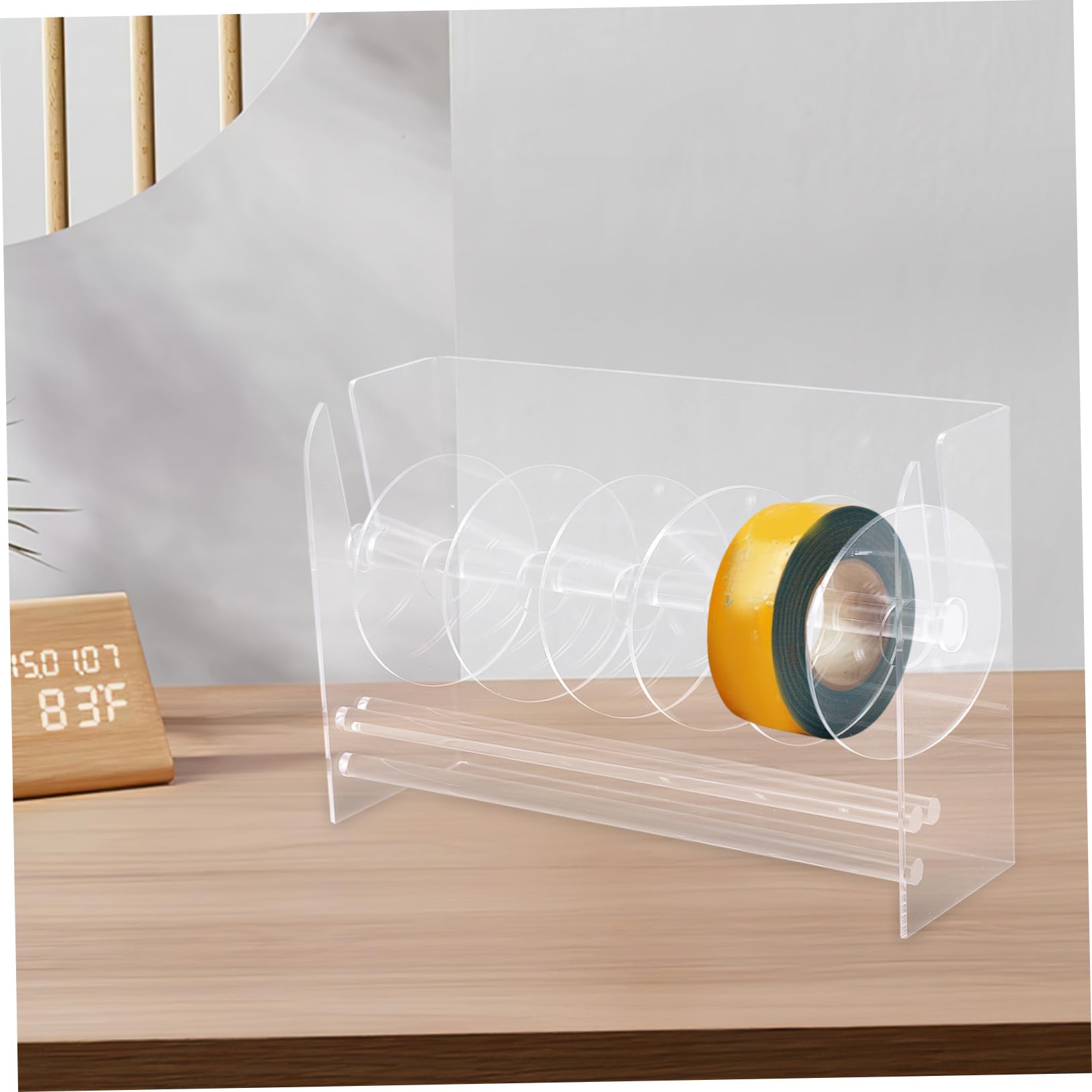 Veemoon Distributeur D’autocollants Réglable en Acrylique Rangement Organisé Porte-étiquette à 7 Compartiments pour Bureau et Bureau