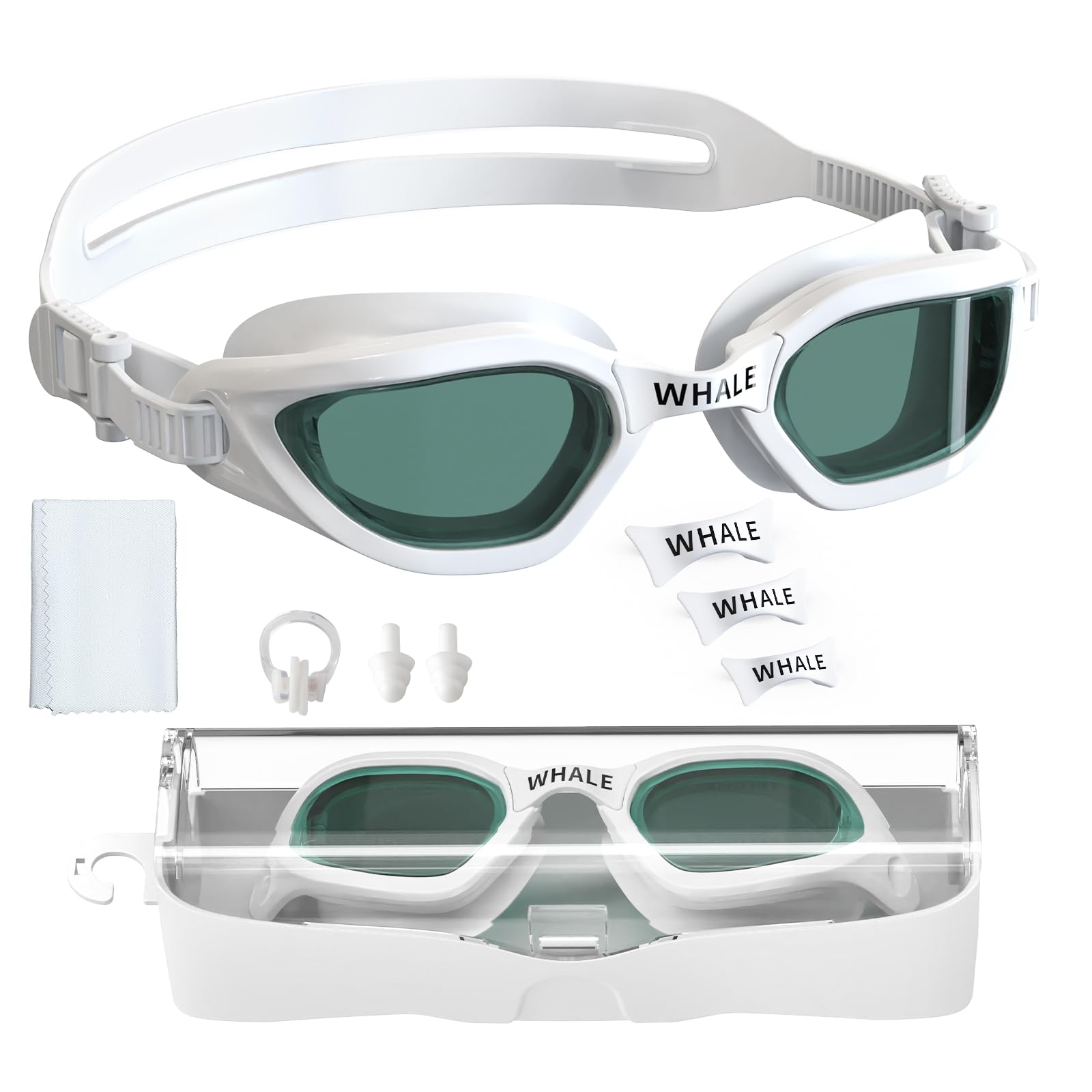 Whale Kids Swim Goggles Anti Fog & UV Protection, Adjustable Youth Swimming Goggles for Boys Girls Ages 6-14