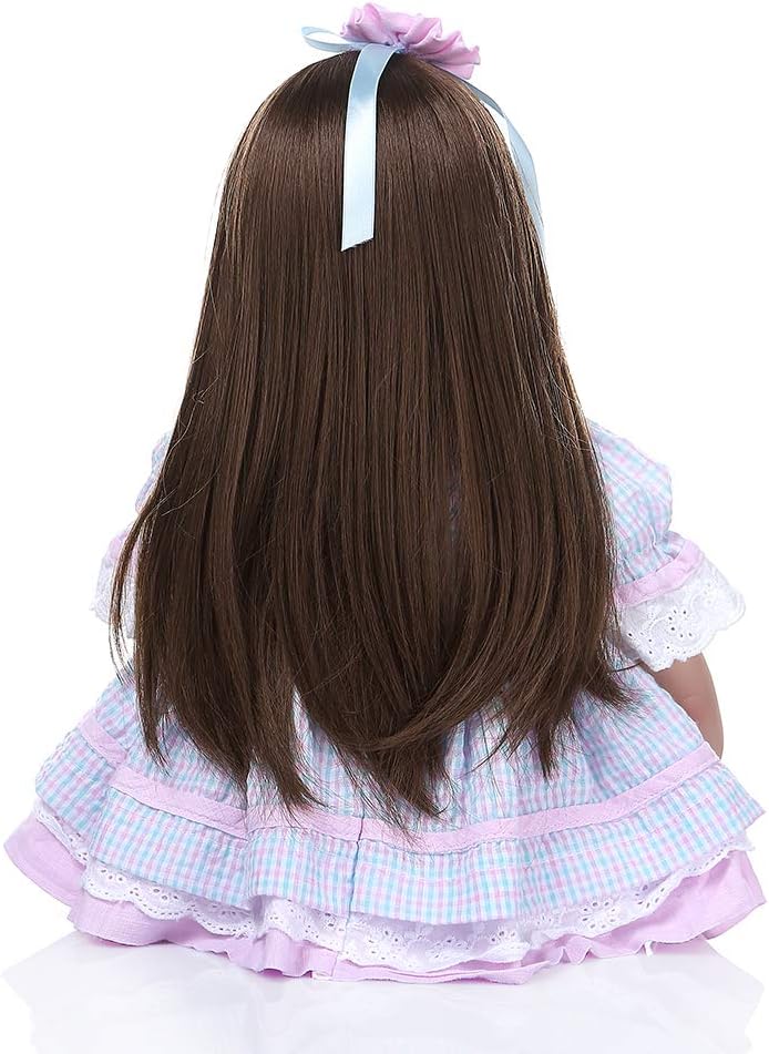 Angelbaby 60CM 24 inch So Cute Silicone Toddler Dolls Pretty Reborn Baby Girl Dolls That Look Real Long Hair Princess Child with Fashion Clothes and Magnetic Pacifier Gifts Set for Kid Playmate