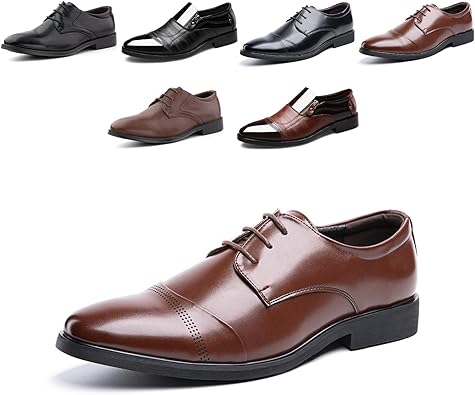 Scarpe Stringate Uomo In Pelle Eleganti - Stile Oxford E Derby Per Lavoro E Cerimonie - Foto 13