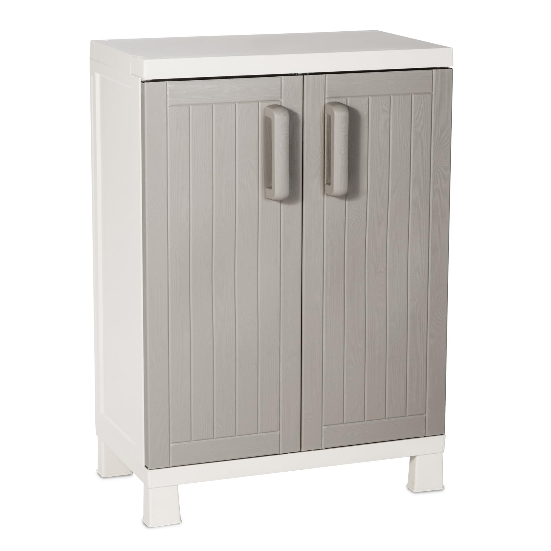 Toomax Armario móvil de resina para exterior bajo gris Wood 65 x 37 x 93 cm, antracita
