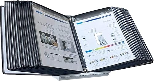 Vista 9 de Organizador de referencia de escritorio – Estante de exhibición de catálogo, soporte de kit de pared de metal, 30 paneles de doble cara, documentos