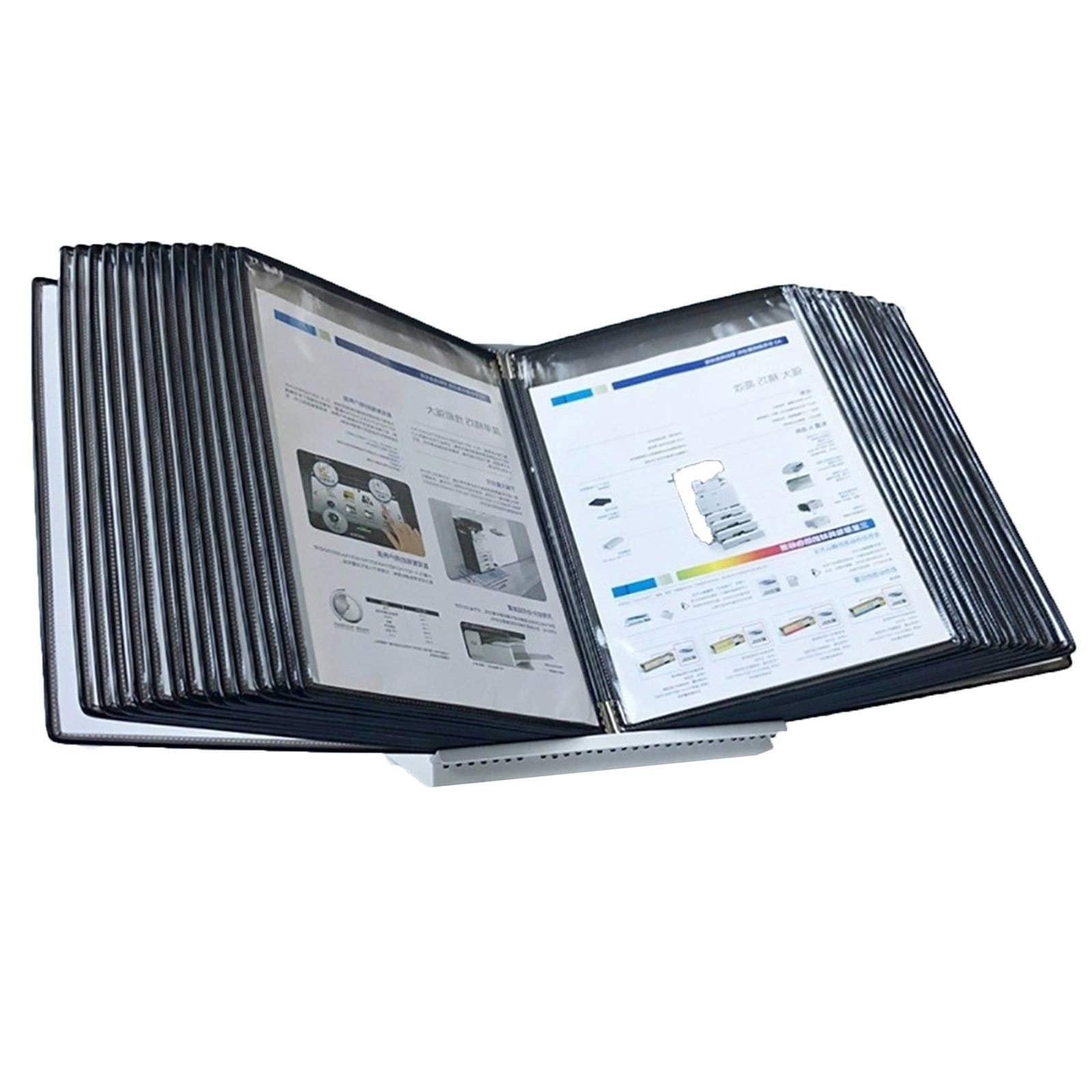 OLSKFUH Desktop Reference Organizer - Catalog Display Rack Metal Wall Kit Holder 30 Double-Sided Panels Desktop/Wal,Black