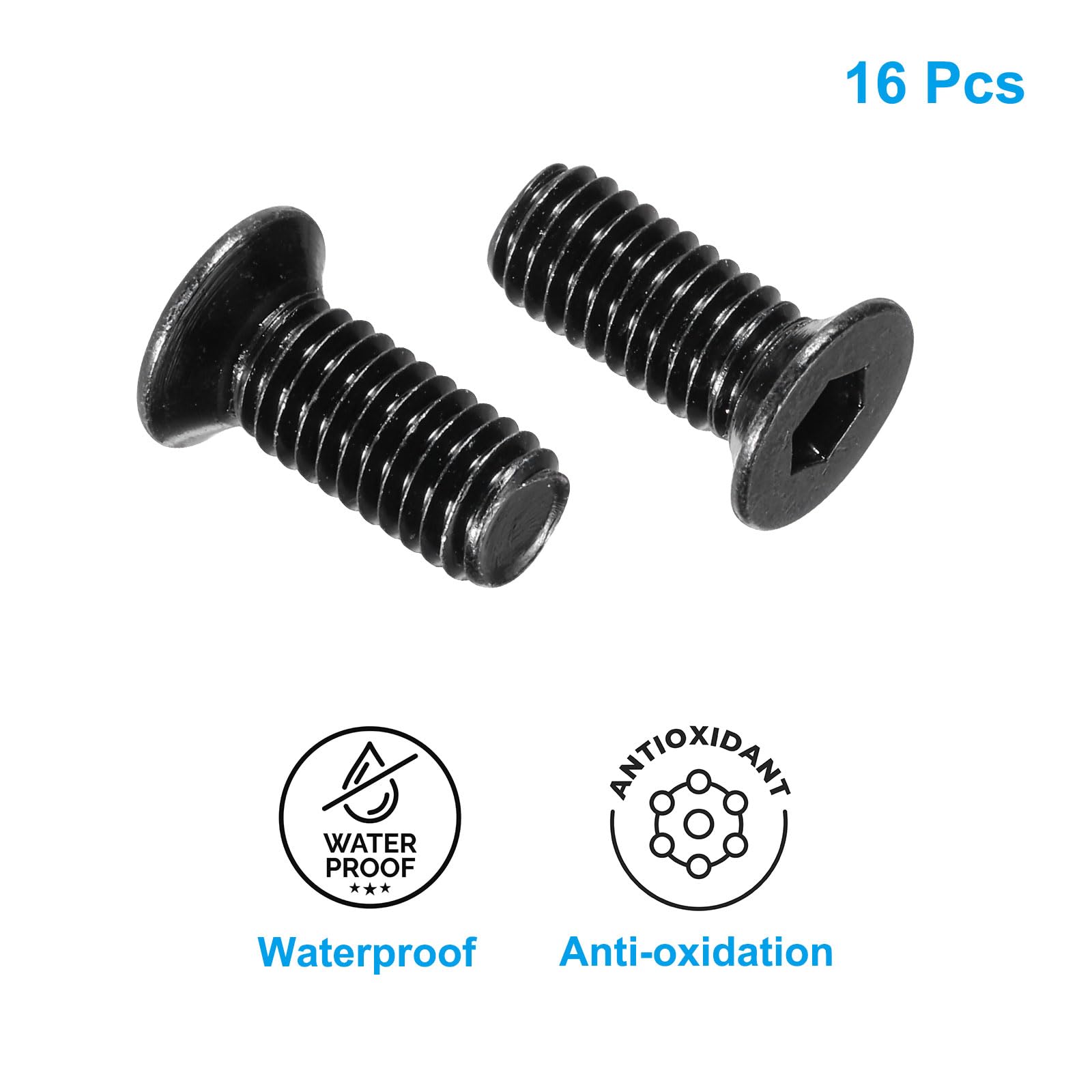PATIKIL Vis Fixation pour Trottinette, 16 Pièces Vis Tête Trottinette Métal Kit Vis Fixation Remplacement Compatible pour Les Trottinettes Électriques M365, Noir