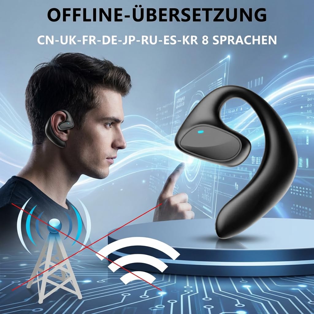 sonabuds übersetzer Original – Übersetzer Kopfhörer 144 Sprachen Echtzeit Übersetzung Mit Bluetooth Und Noise Cancelling Für Reisen Und Business Tragbar & Wiederaufladbar (Schwarz)