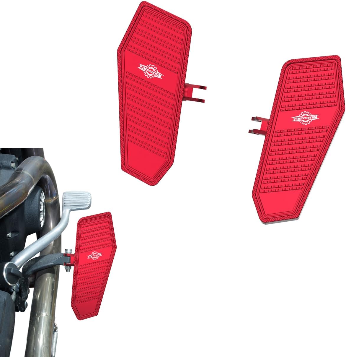 PJMTCUSTOM Red 8.5" Long Small Mini Foot Pedal Floorboard Fits For 2018-24 Harley Davidson Street Bob, Low Rider, Softail Standard FXLRS, FXRST with mid-controls (Red)