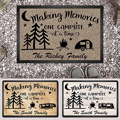 Personalized Campsite Doormat - Making Memories One Campsite at A Time - Custom Family Name Camping Door Mat, RV Accessories 16 x 24 inches