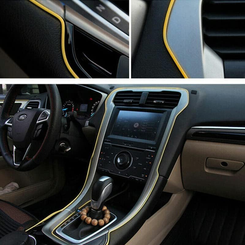 Yellow PVC 5m Universal Car Auto Interior Door Panel Edge Gap Decorative Molding Trim Strip Line