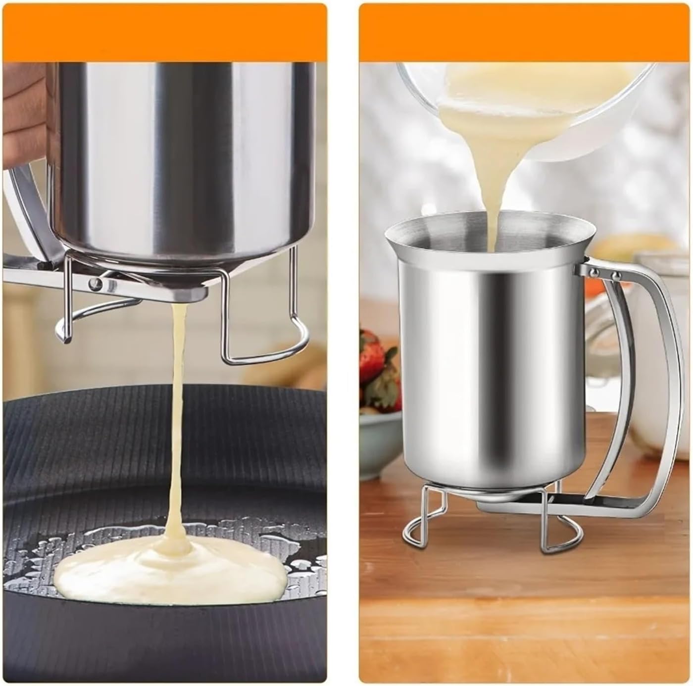 Stainless Steel Batter Dispenser 680ml Reusable For Cupcakes Easy Release Pourer Kitchen Tool