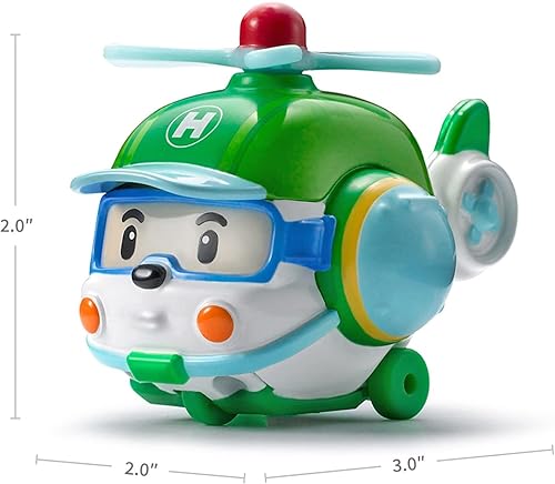 Miniatura 8 de Robocar Poli Juguetes, paquete de 4 Automóviles de juguete de metal fundido a presión, equipo de rescate de mini corredores, poli + ámbar + Roy +