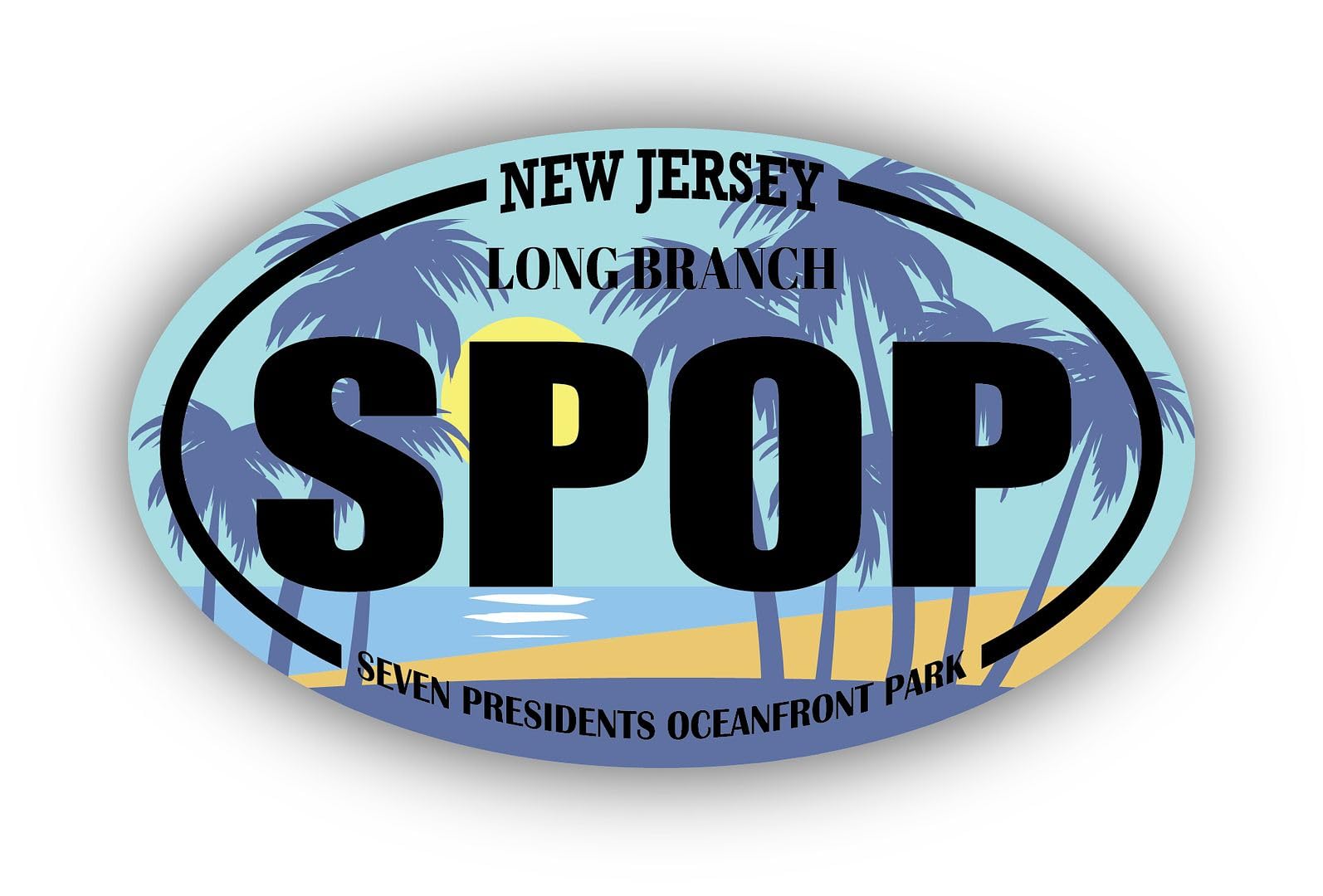 (x3) 2x3 inch Stickers | SPOP Seven Presidents Oceanfront Park New Jersey Long BranchOcean, Sand, Surfing, Paddleboarding | Foror Cars, Windows, laptops, flasks, Water Bottles, Luggage