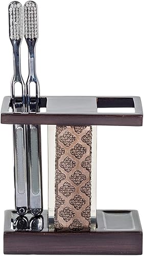 Miniatura 6 de Juego completo de accesorios de baño Dahlia Brown – Juego decorativo de baño de 4 piezas Los accesorios incluye: dispensador de jabón, soporte para