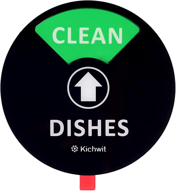 Kichwit 4 Inch Dishwasher Magnet Clean Dirty Sign with Running and Empty | Works on All Dishwashers, Non-Scratch Strong Magnetic Backing, Residue Free Adhesive Included, Black