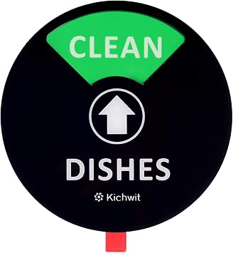Kichwit 4 Inch Dishwasher Magnet Clean Dirty Sign with Running and Empty | Works on All Dishwashers, Non-Scratch Strong Magnetic Backing, Residue Free Adhesive Included, Black