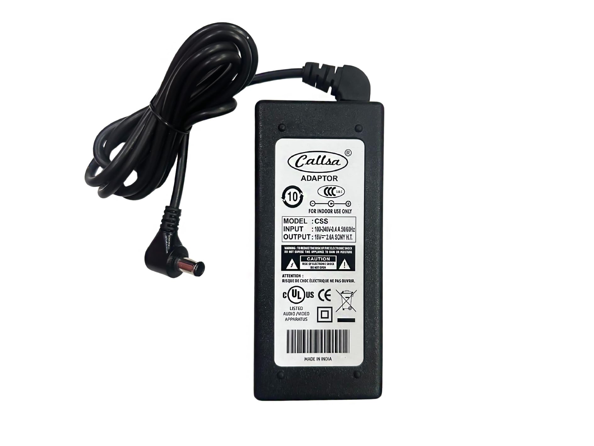 Callsa 18 Volt 2.6 Amp Home Theater System, Music System Adapter, Power Adapter, Power Supply, SMPS (Input : 220V-50Hz 50Ma Output 18Volt 2.6Amp) Black. (B0CPTJDFMK) Amazon Price History, Amazon Price Tracker