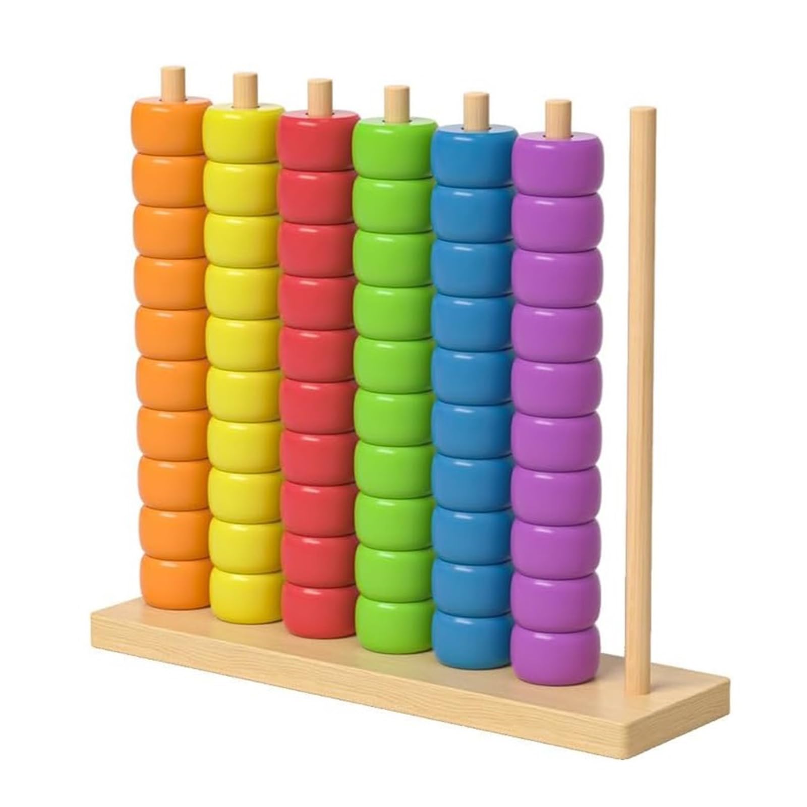 Colour Stack Challenge Game: Color Stack Challenge Sorting Toys, Wooden Rainbow Blocks Threading Beads Match Game, Colour Stacking Matching Educational Learning Games Sensory Toys For Kids