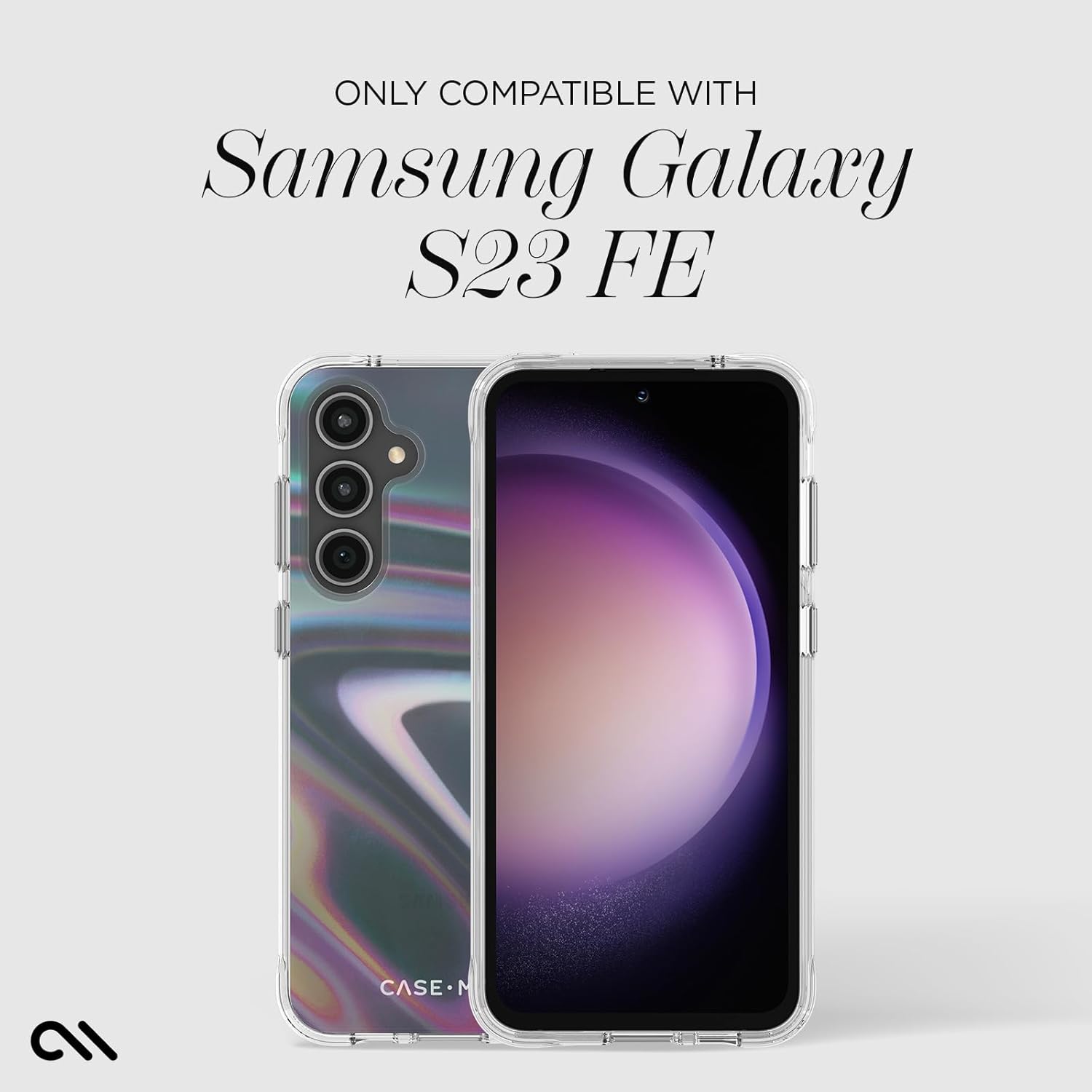 Case-Mate Soap Bubble Samsung Galaxy S23 FE 5G Case [6.4"] [12ft Drop Protection] [Wireless Charging] Phone Case for Samsung Galaxy S23 FE 5G - Iridescent Swirl Effect, Anti-Scratch, Slim - Iridescent