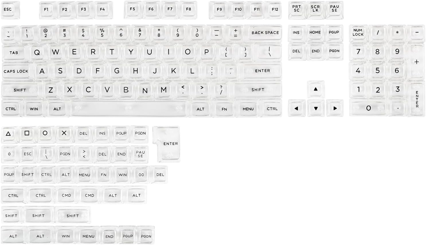 KiiBOOM Cute Cat Keycaps Set, Mao Profile, PBT/PC Keycap for MX Switches Mechanical Keyboard, Compatible with 60%, 65%, 75%, TKL, 96%, Full-sized Layout (Clear)