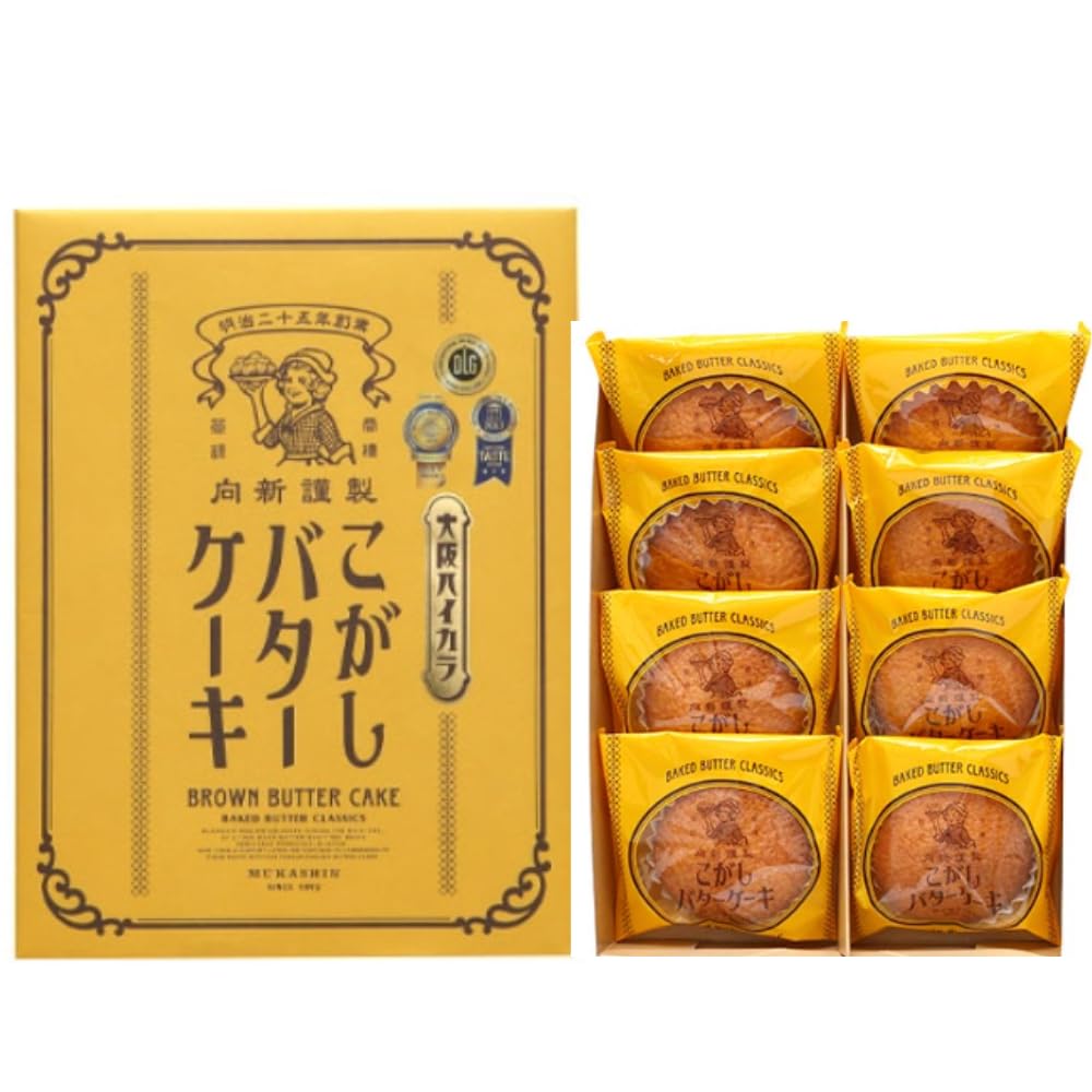 Amazon.co.jp: 大阪土産 むか新 こがしバターケーキ(8個入専用箱