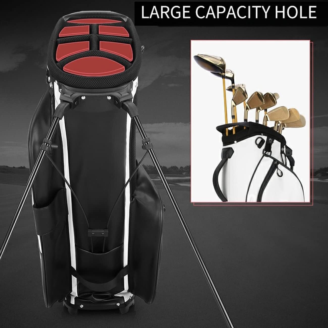 Tragbare Golf-Standtasche for den Außenbereich, wasserdichte Golftasche aus Leder, Basis mit hoher Härte, Leichter Golfschläger-Organizer for Golfplätze und Reisen