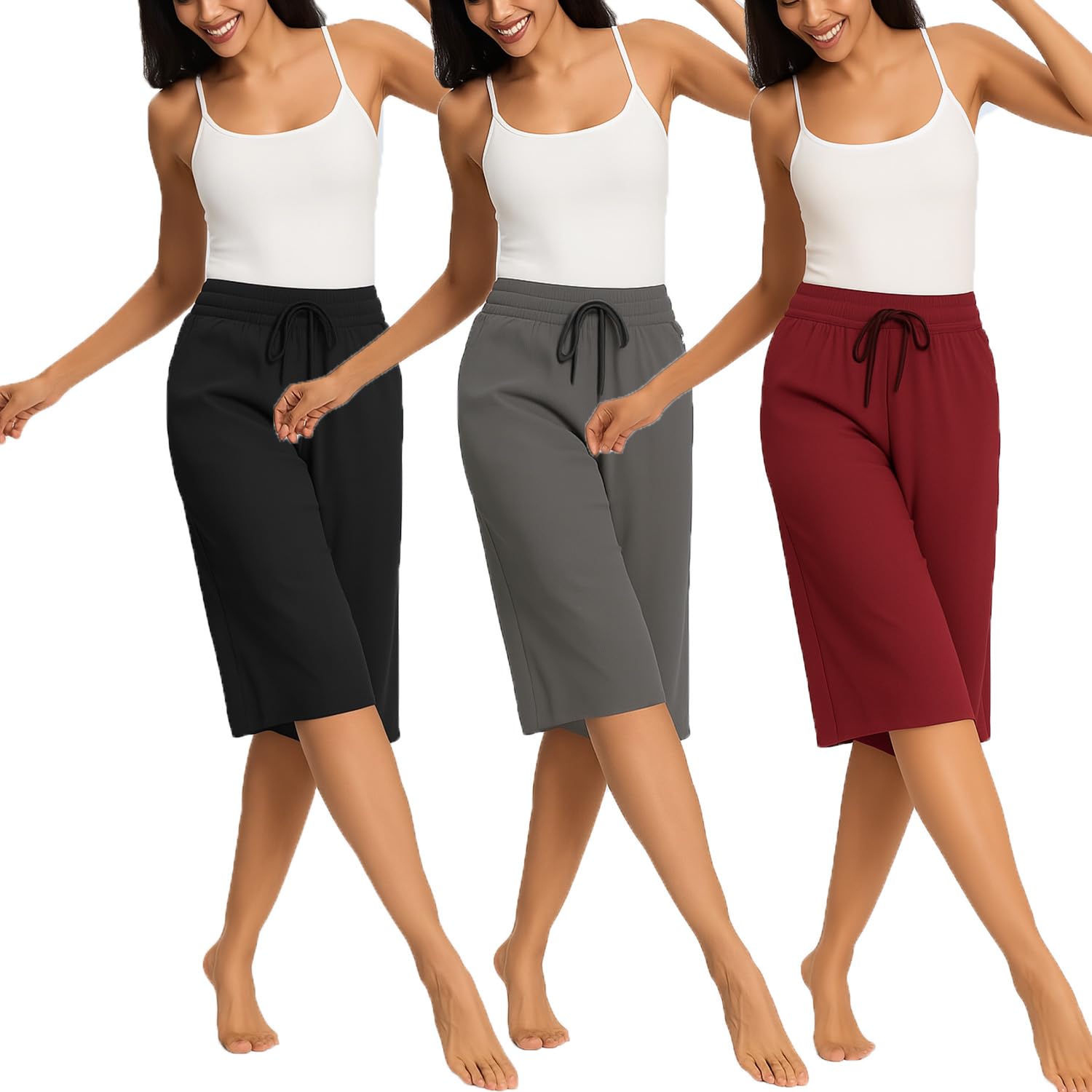 brand flex Women's 3/4 Capri,Loose Fit Capris-picture-27