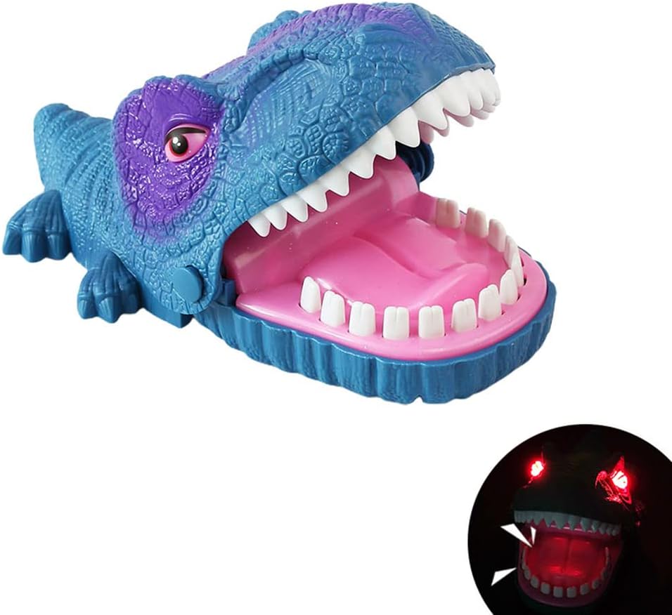 Generic Dinosaur Biting The Finger Finger Game Interactive Tooth Toy with Light Sound Feast Blue Material 23cm*9.5cm