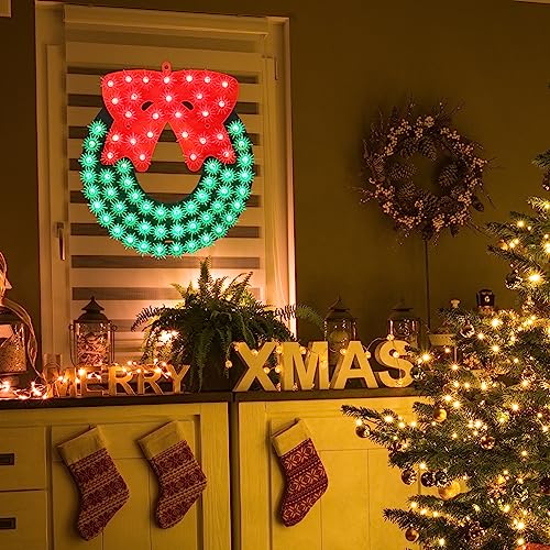 Lighted-Wreath-Christmas-Window-Silhouette-Decoration Lighted Wreath Christmas Window Silhouette Decoration