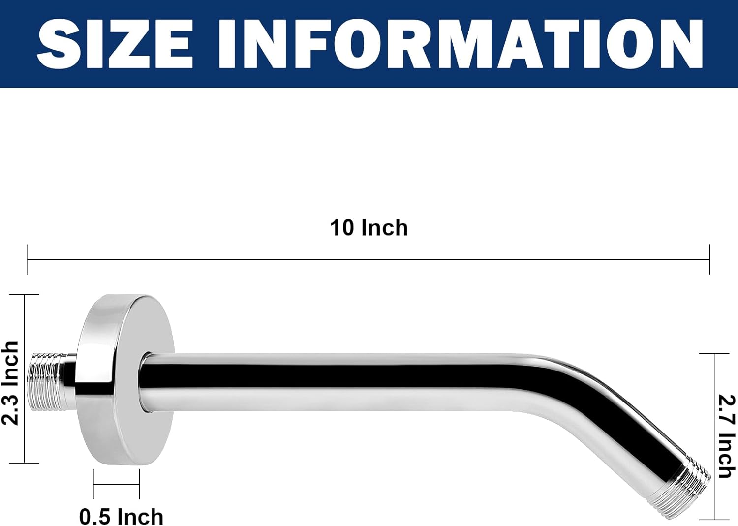 NearMoon Shower Arm with Flange, Made of 304 Stainless Steel Shower Extension Extender Pipe, Wall-Mounted for Fixed Bathroom Showerhead, Never Rust (10 Inch, Chrome Finish) - Image 2