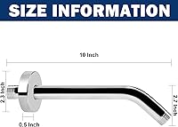 Vista 2 de NearMoon Brazo de ducha con brida, hecho de tubo extensor de extensión de ducha de acero inoxidable 304, montado en la pared para cabezal de ducha