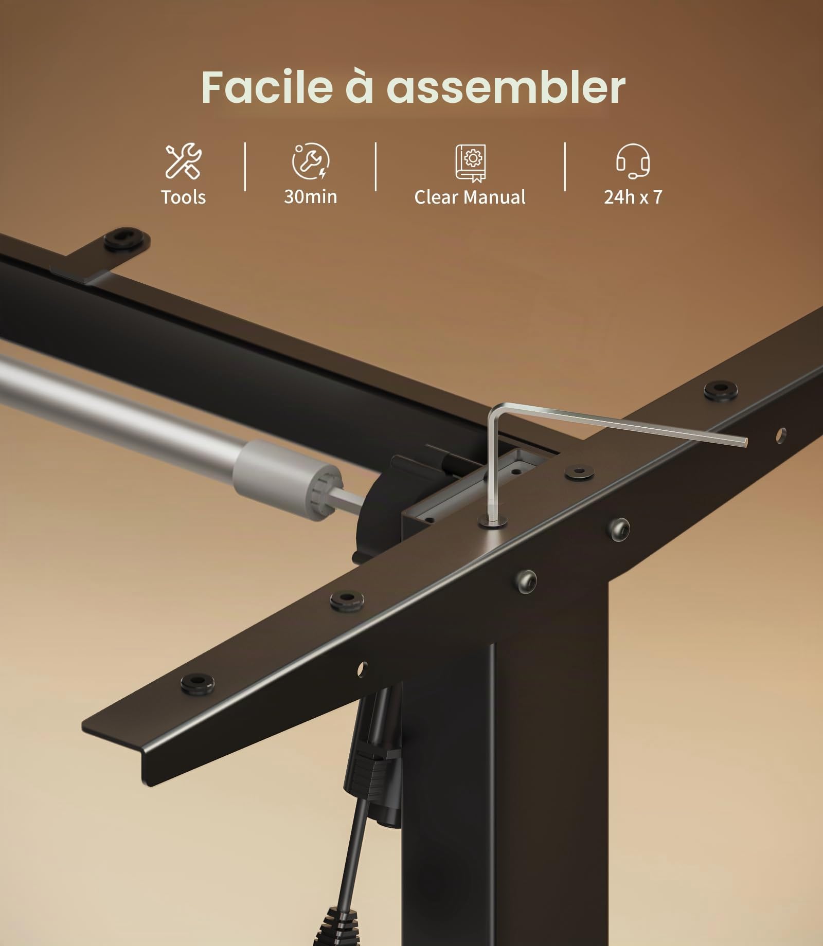MAIDeSITe Bureau Assis Debout Electrique Réglable à 2 Étages en Hauteur avec 4 Claviers à Mémoire Automatique Cadre de Bureau (Noir), pour Écriture, Industriel, 70-120 cm