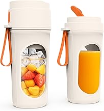 Portable Electric Blender, 450ML Smoothie Mixer with Cups, 21000RPM Powerful Smoothie Mixer with 12 Blades, Mini Blender Smoothie for Kitchen, Gym, Office (Orange)
