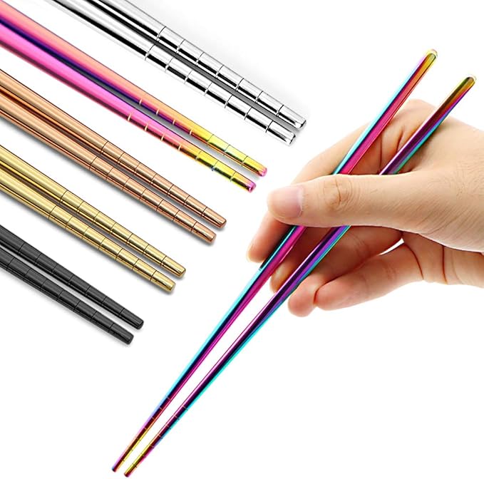 Stainless Steel Chopsticks - 5 Pairs (Black)