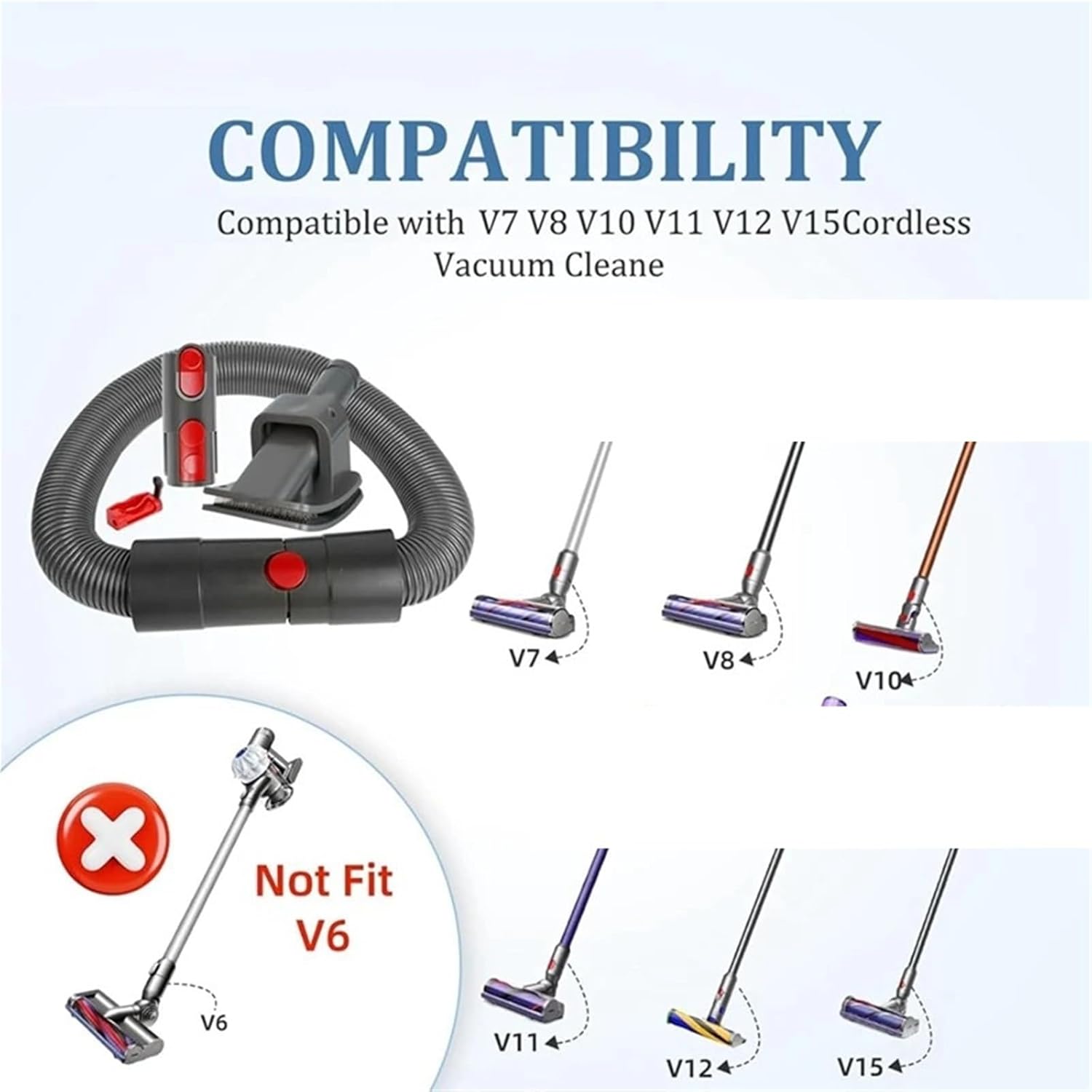 Universal Vacuum Cleaner Parts - Pet Hair Brush Kit (with Extension Hose, Adapter & Mop Attachment)