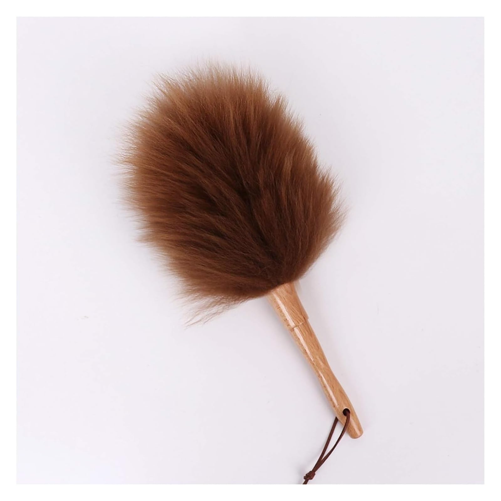 KFGISD, Pure Lambs Wool Duster with Wood Handle,Fluffy Lambswool Office and Car,6 Colors Handle Dusters,Feather Duster(Bruin)