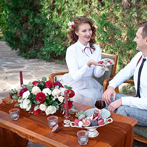 Cheesecloth Table Runner Wedding Table Runner Vintage Gauze Table Runner Boho Tablecloth, 35 X 120 Inch (Terracotta, 12 Pcs) #TOP6