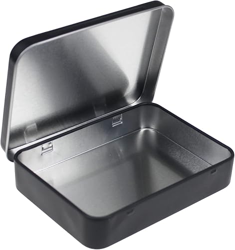 Miniatura 3 de 12 piezas rectangulares de metal vacíos con bisagras recipientes de latas para necesidades básicas para el hogar, juego de mini cajas, 4.5 x 3.3 x