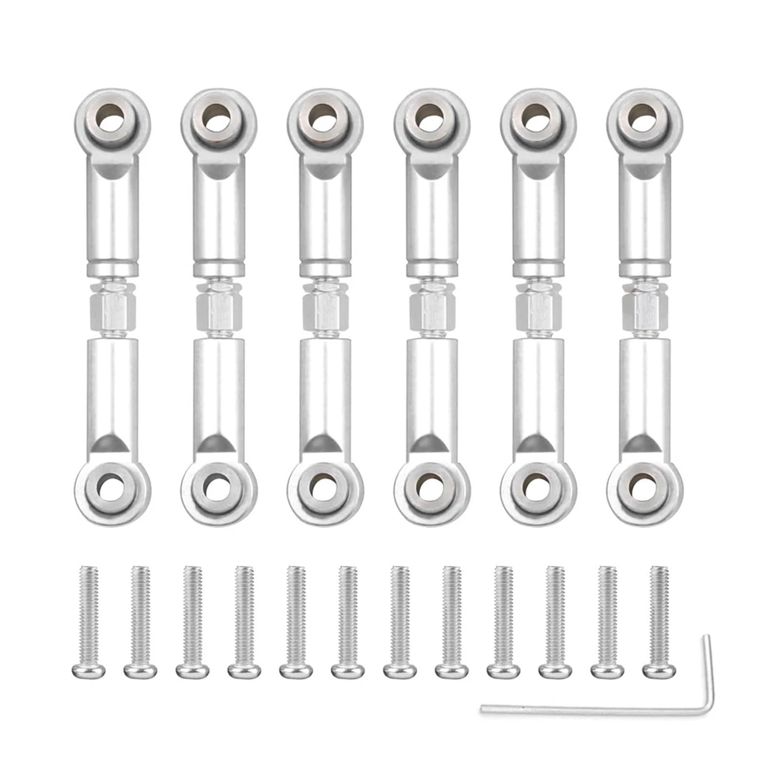 RC Upgrade Accessories for Wltoys for A949 for A959 for A969 for A979 for K929 1/18 RC Car 6PCS Metal Linkage Pull Rod Front/Rear Servo Link Tie Rod(Silver)