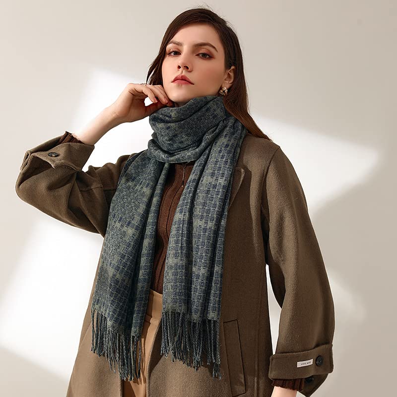 Sciarpa Calda Sciarpa Donna Imitazione Cashmere Tassel Sciarpe Inverno Femmina Calda Plaid Scialle Avvolgere A metà Lunghezza Fringed Regalo per La Vita Quotidiana(F)