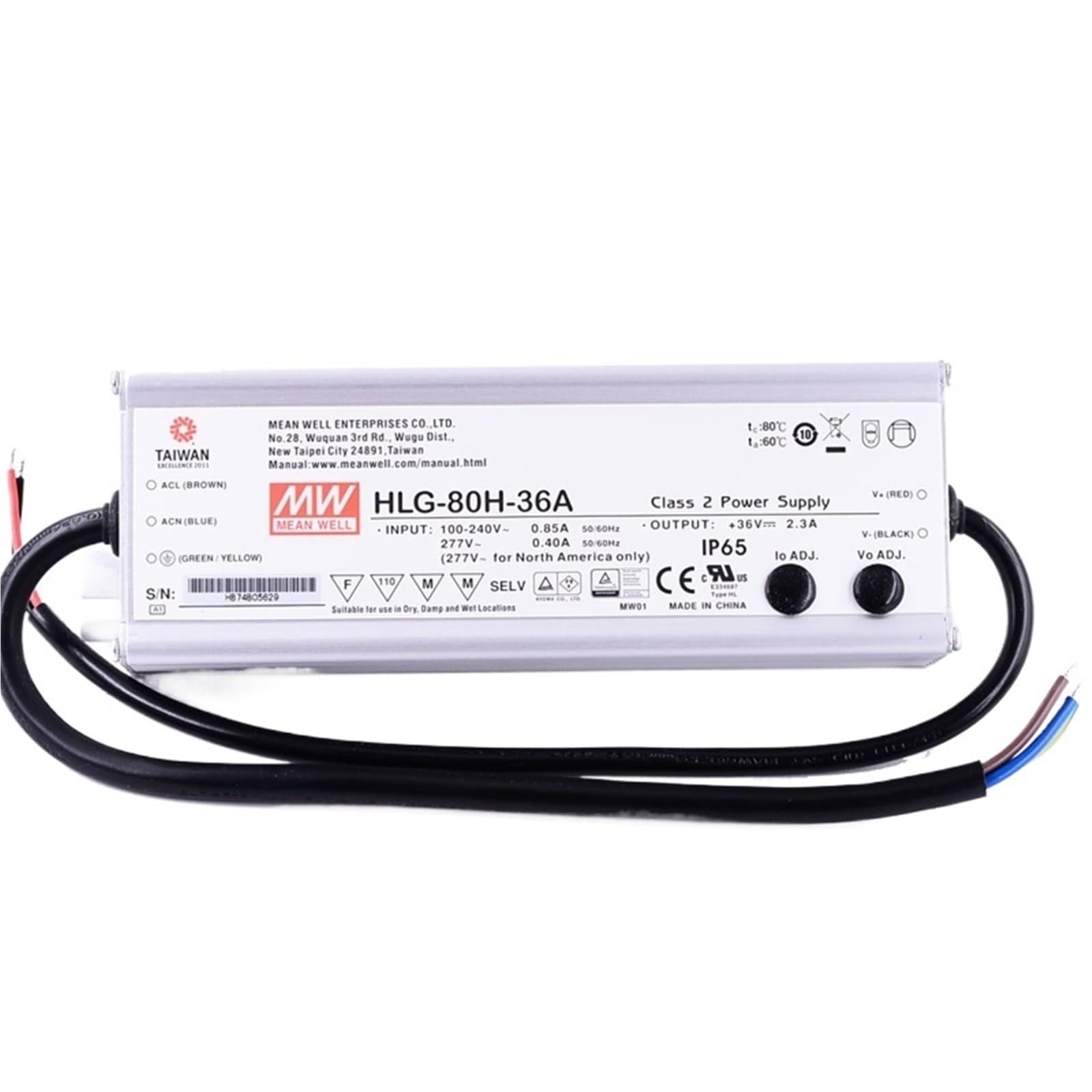 HLG-80H-36A , 80W Constant Voltage Constant Current LED Driver