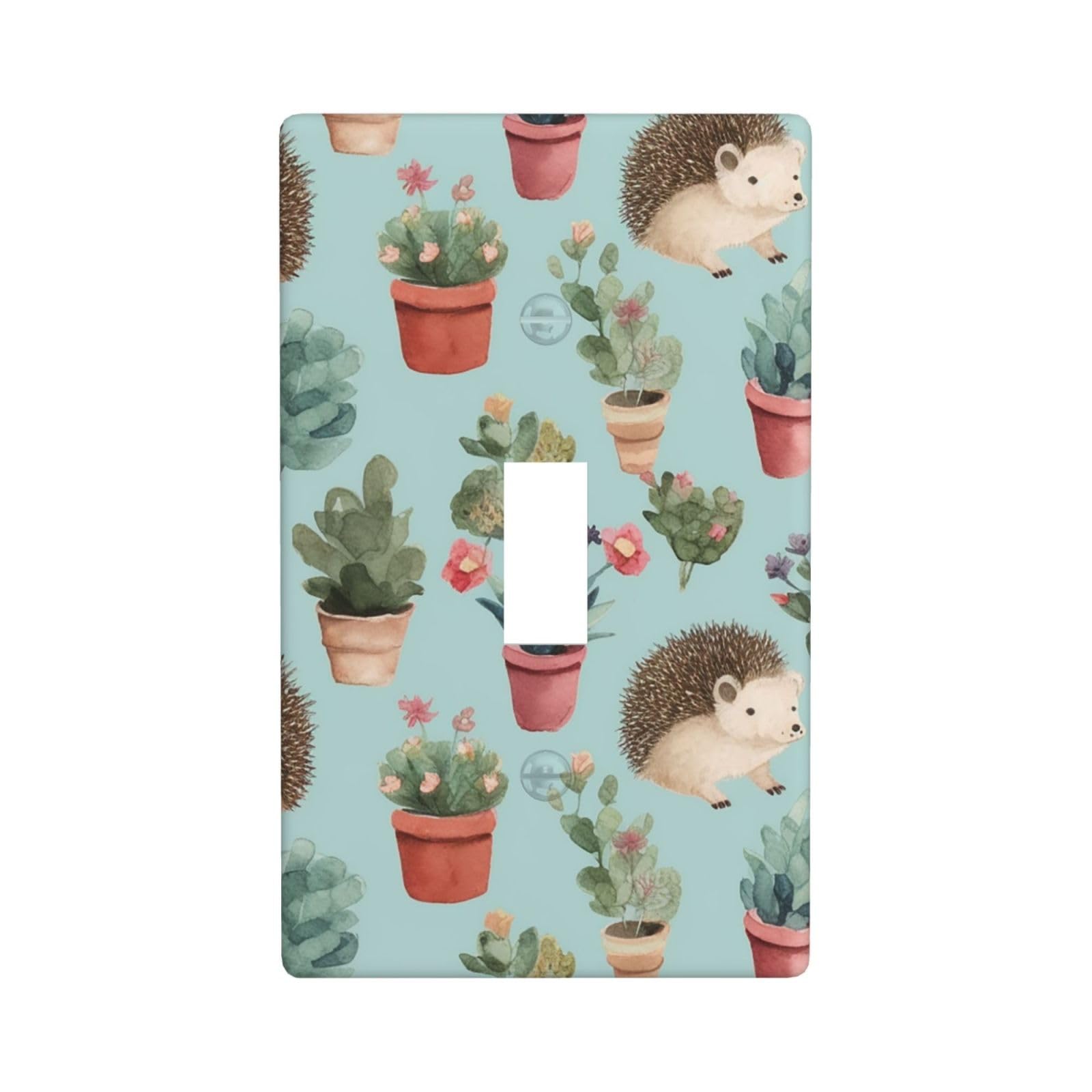 Decorator Wall Plate Cover Single Toggle Light Switch Cover Hedgehog potted flower Wallplates Blank Electrical Rocker Switch Plate Covers for Electrical Outlets Decorative 1 Gang 4.5" x 2.76"