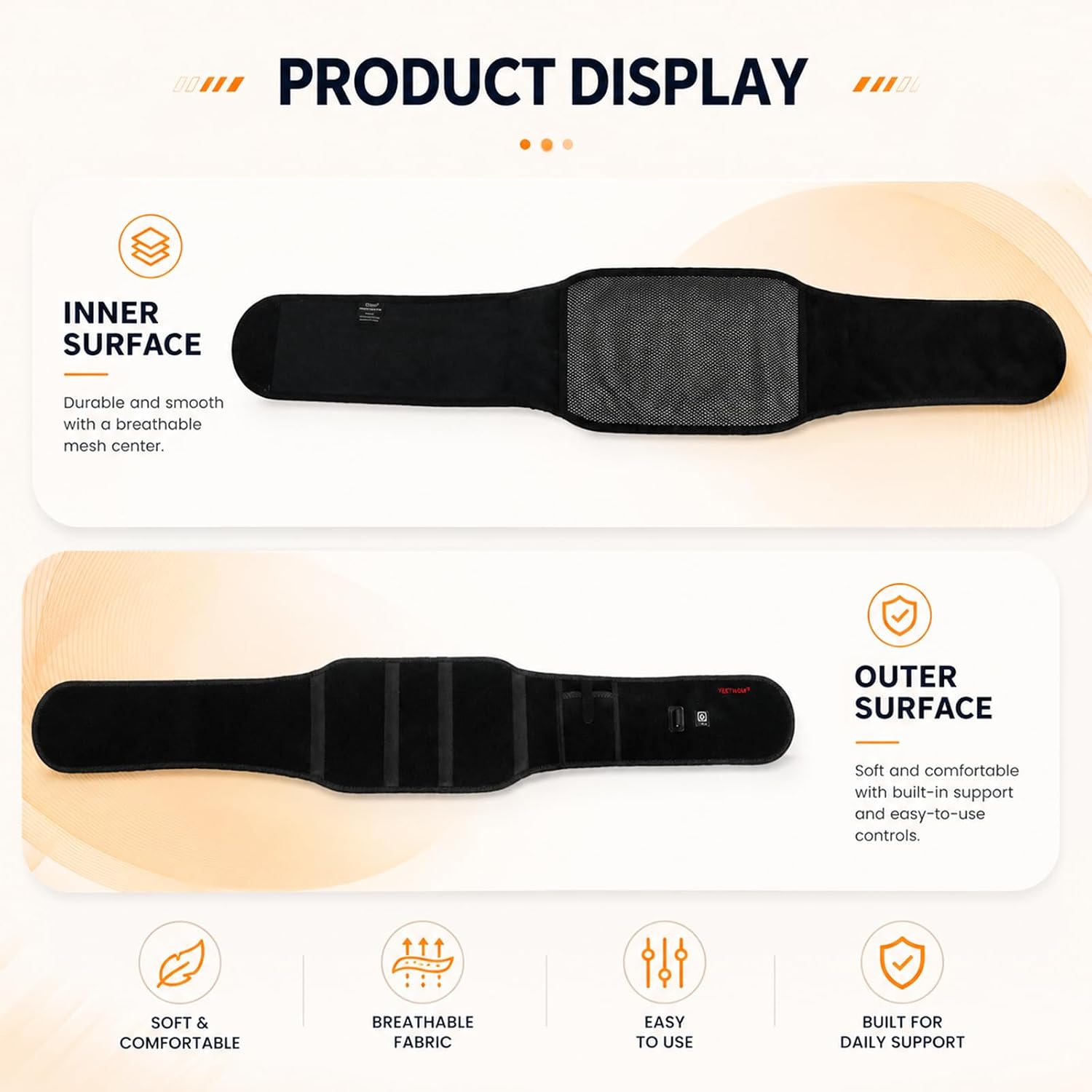 Heated Waist Belt - Cordless Heating pad for Back Pain Relief Lower Back,Electrical Heating Rechargeable Battery Powered