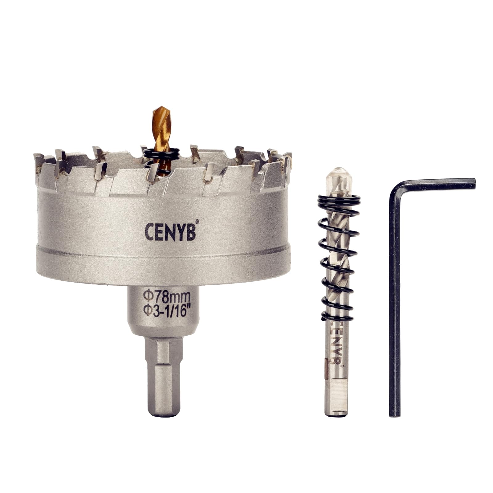 2-1/8" (54mm) Tungsten Carbide Tipped Hole Saw with 2Pcs Titanium-Plated Pilot Drill Bits for Metal, Steel, Iron, Wood, Plastic — view 98
