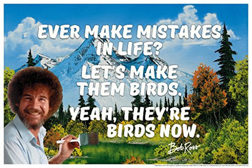 Bob Ross Poster Ever Make Mistakes In Life Make Them Birds Funny Motivational Posters For Office Quote Cool Wall Art Print Poster 18x12