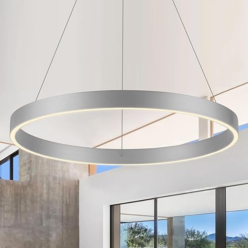 ROYAL PEARL Moderno vestíbulo colgante luz regulable LED lámpara colgante ajustable colgante iluminación plata 76 W para sala de estar comedor
