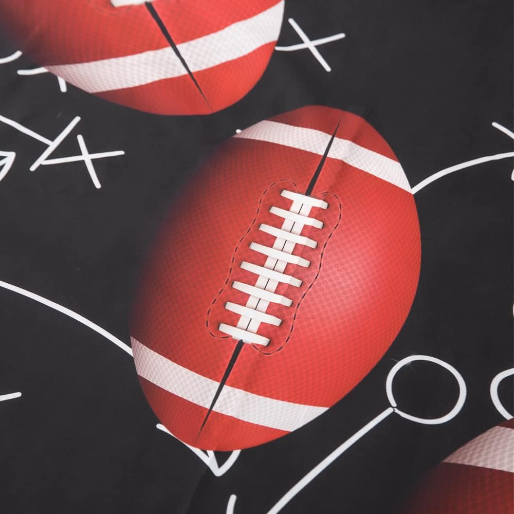 ADASMILE A & S American Football Sheets Twin for Boys Kids Sports Bedding Set Rugby Sheet Set Red Black White Design Ball Games Bed Cover with Pillow Sham Soft Microfiber Bedroom Decor Gift for Boys - Image 7
