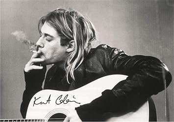 XGAGHB Kurt Cobain Smoke Guitar Poster 11 x 17 Inch 28 x 43 cm Grey Matte Frameless Unisex Indoor Living Room Music Grunge Landscape Paper Wall Mount 1 Count Rectangular
