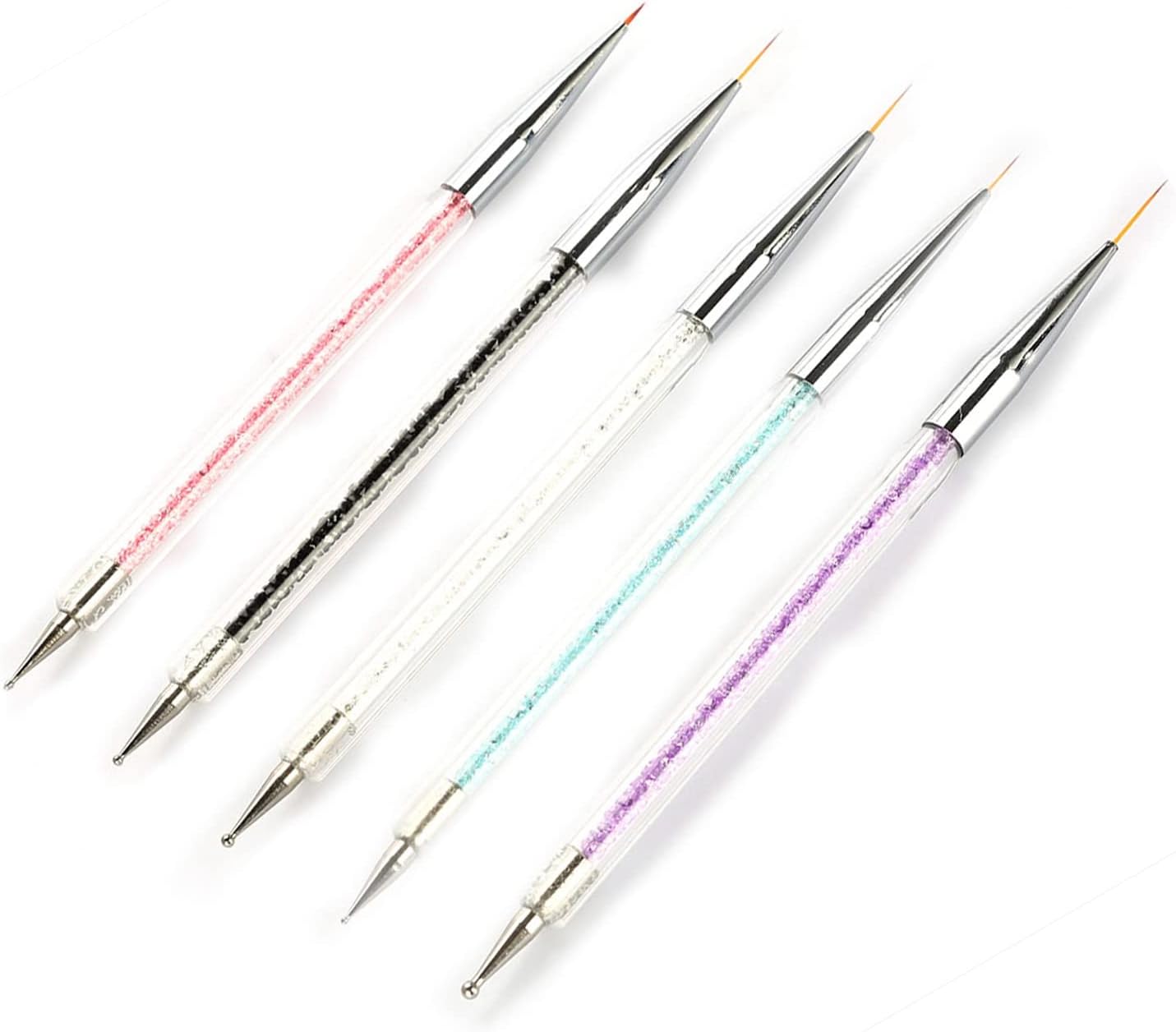 Sonew 5 stuks nail art dotting tools, kristallen stippen, lijn pen, dotting pen, manicure-gereedschapsset voor doe-het-zelf