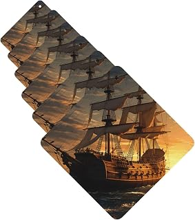 6Pcs Car Air Fresheners Cards Fantasy pirate ship Hanging Fragrance Scented Cards Lasting Scent Car Aromatherapy Tablets Auto Rearview Mirror Pendant for Wardrobe Shoe Cabinet